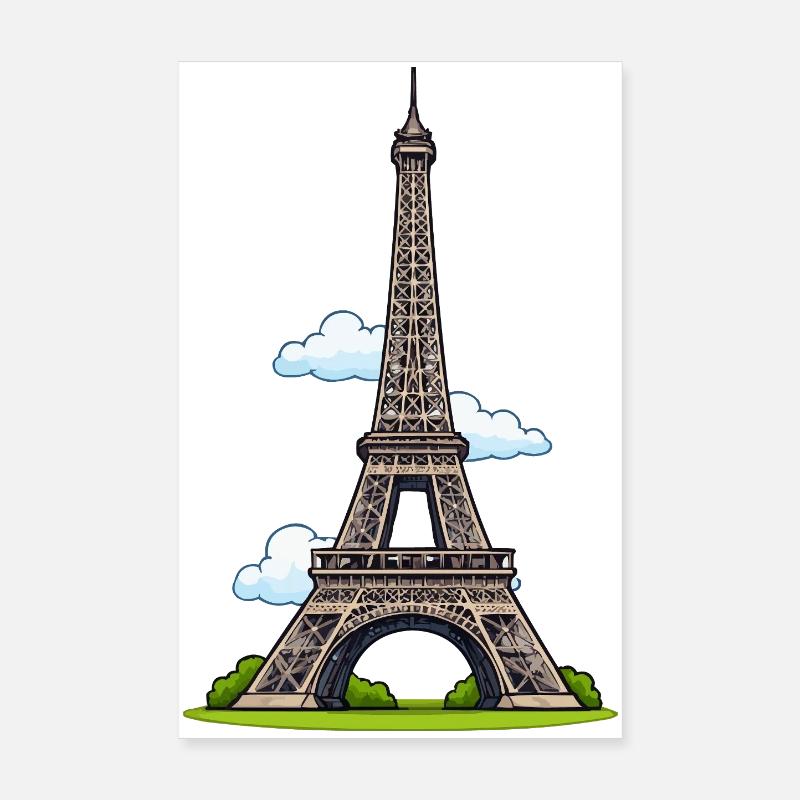 Eiffel Tower Cartoon Style Poster 8" x 12" (20x30 cm)