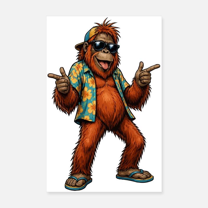 Orang Utan Affe Hawaii-Vibe Poster 20x30 cm