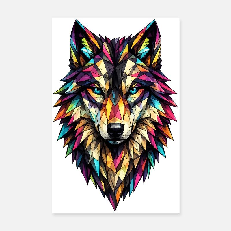 Color Geometric Wolf Poster 8" x 12" (20x30 cm)