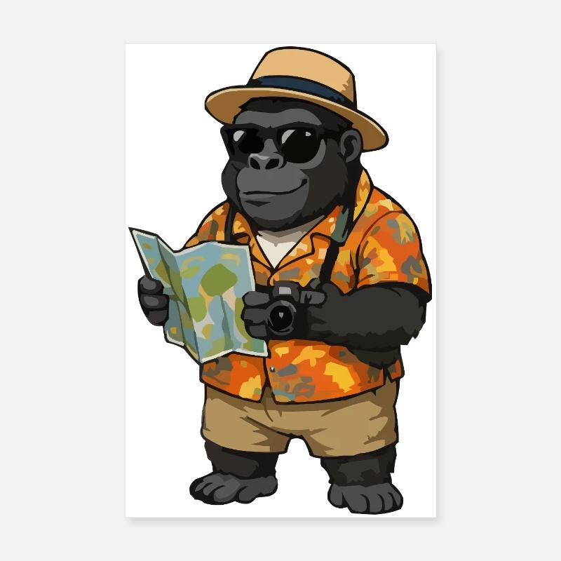 Voyageur Gorille en chemise hawaïenne Poster 20 x 30 cm