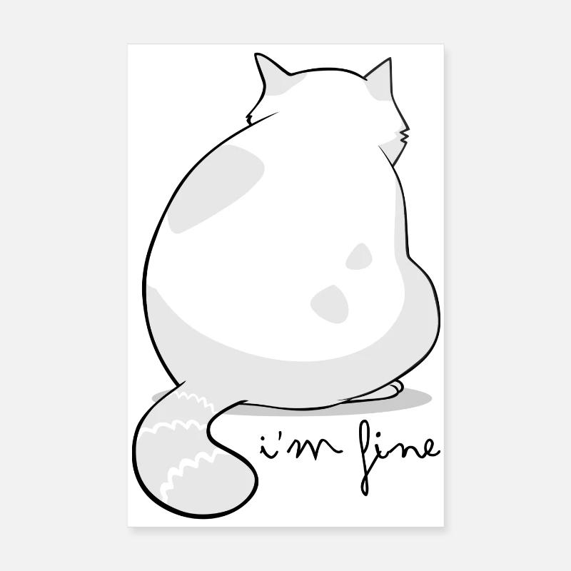 Backview Fluffy Cat Silhouette Poster 8" x 12" (20x30 cm)