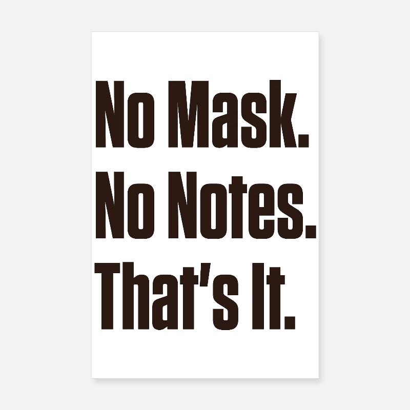 Pas de masque Pas de notes Orgueil neurodivergent Poster 20 x 30 cm