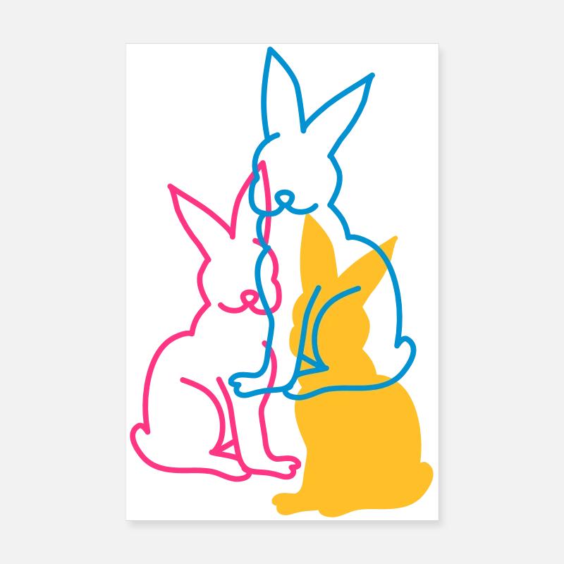 trois lapins Poster 20 x 30 cm