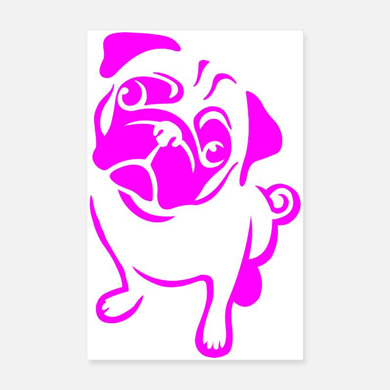 Mops in Pink Poster 20x30 cm