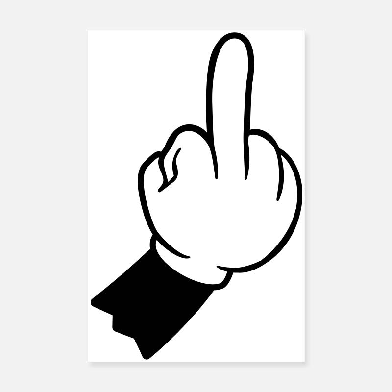 Handzeichen mittelfinger hand - Poster 20x30 cm - Weiß
