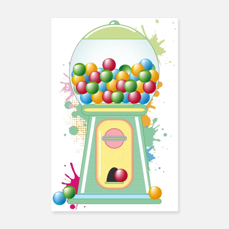 nostalgic retro chewing gum vending machine graffiti style Poster 8" x 12" (20x30 cm)