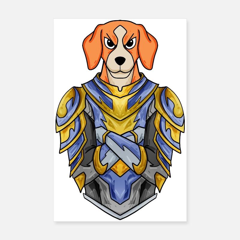 Knight Dog Dog Breed Beagle with Armor Poster 8" x 12" (20x30 cm)