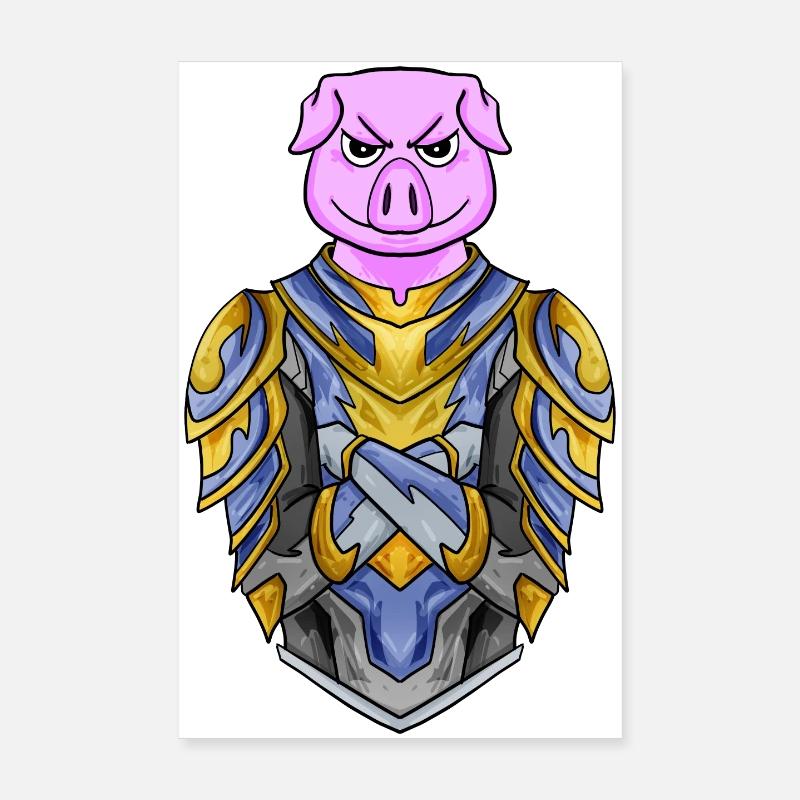 Knight Pig cool Poster 20 x 30 cm
