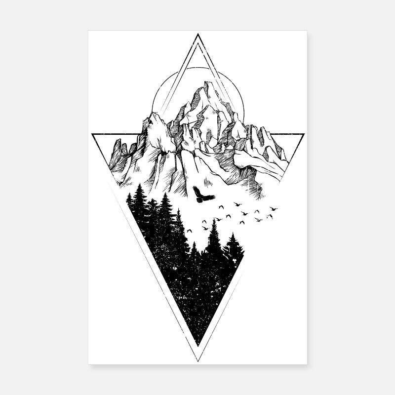 Berg - Poster 20x30 cm - Weiß