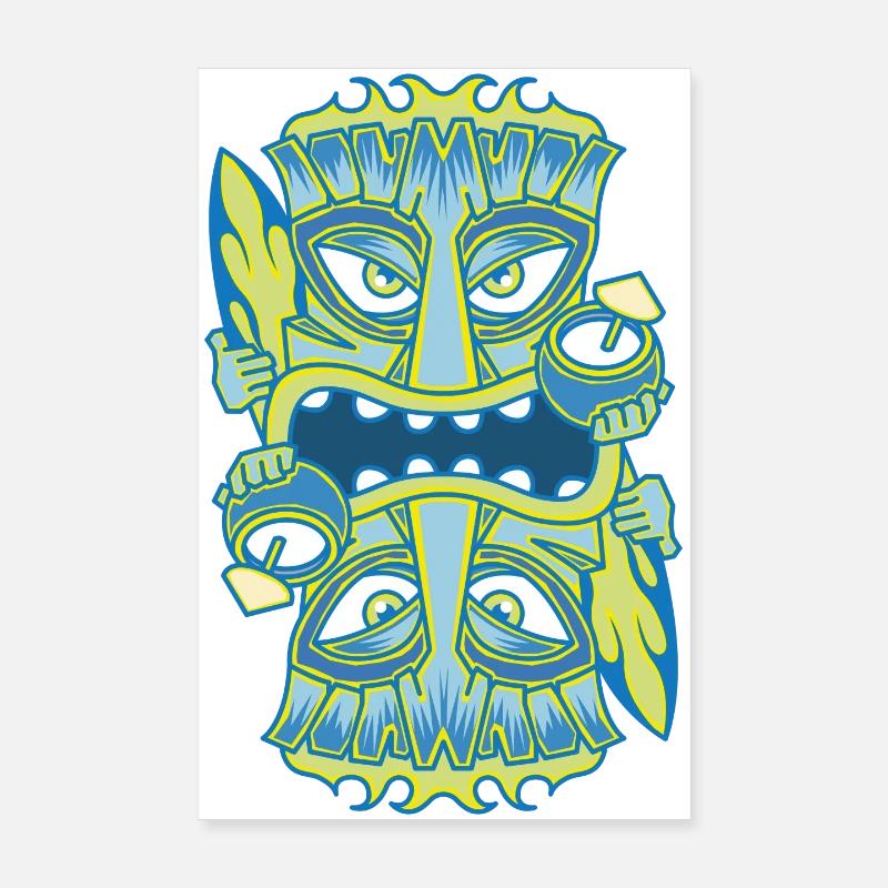 Bleu Tiki King - Noix de Poster 20 x 30 cm