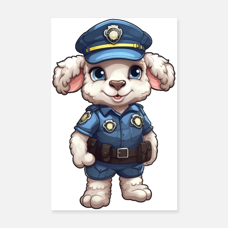 Polizei Schaf - Poster 20x30 cm - Weiß