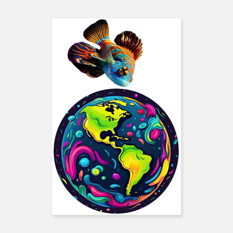 Fish and its planet Poster 8" x 12" (20x30 cm)