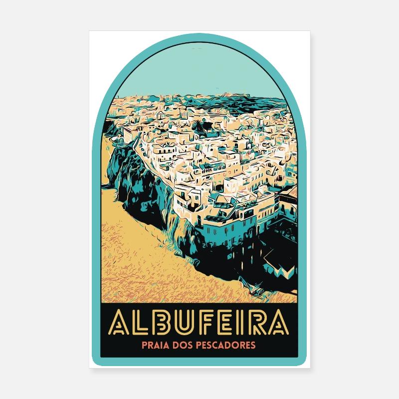 Illustration Albufeira vue aérienne Poster 20 x 30 cm