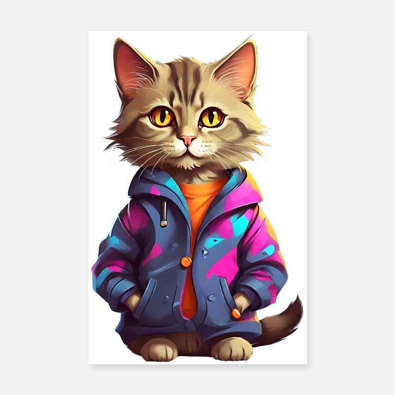 Chat Urbain Stylé Poster 20 x 30 cm