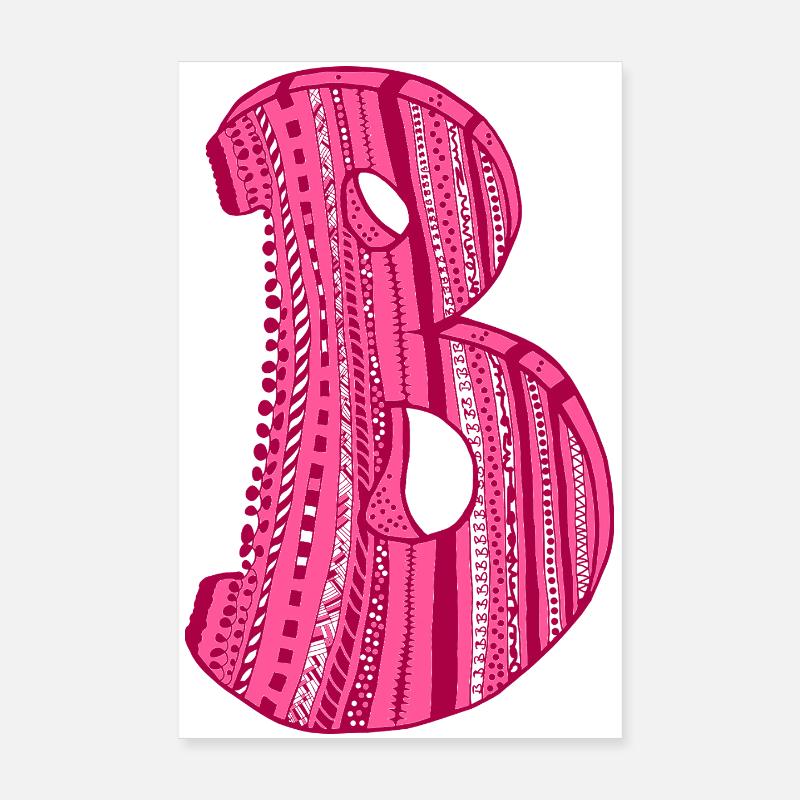 Buchstabe B mit Charakter in rot Poster 20x30 cm