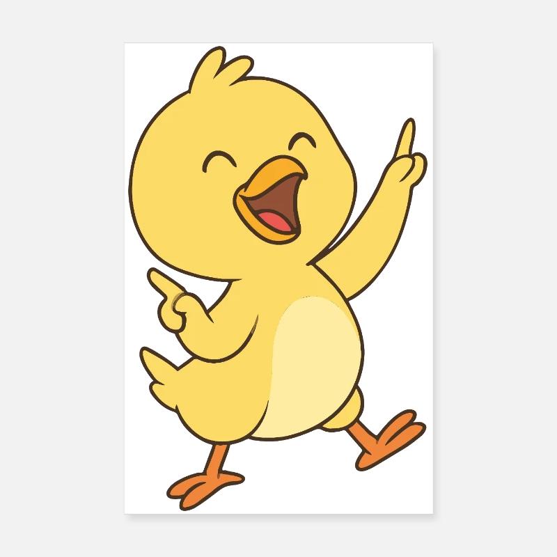 Happy Küken Dance - Poster 20x30 cm - Weiß