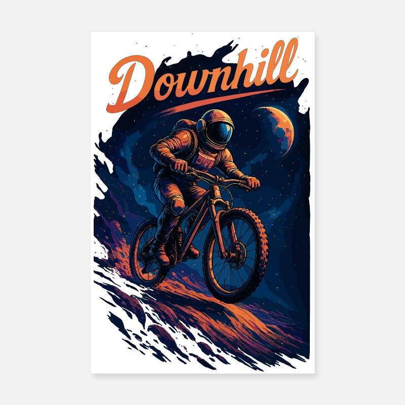 MTB Mountainbiking Downhill Astronaut Geschenk Poster 20x30 cm