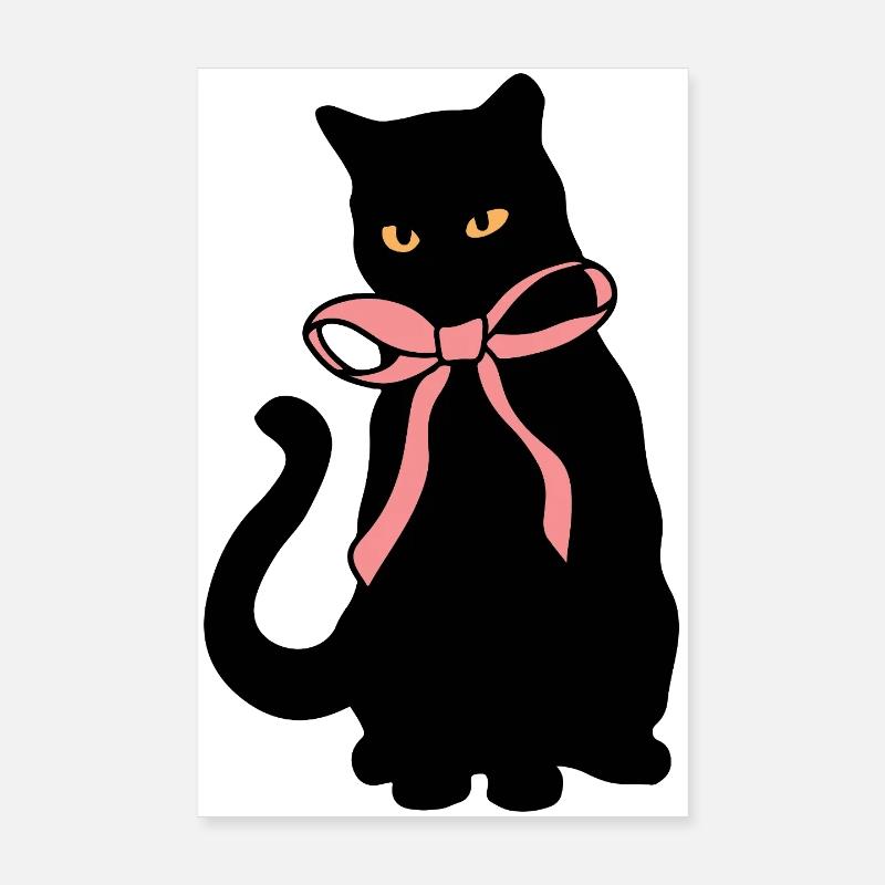 Silhouette de chats avec décoration de ruban Poster 20 x 30 cm