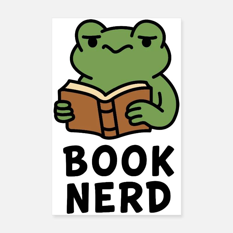 Wise Frog Reading Book Print Poster 8" x 12" (20x30 cm)