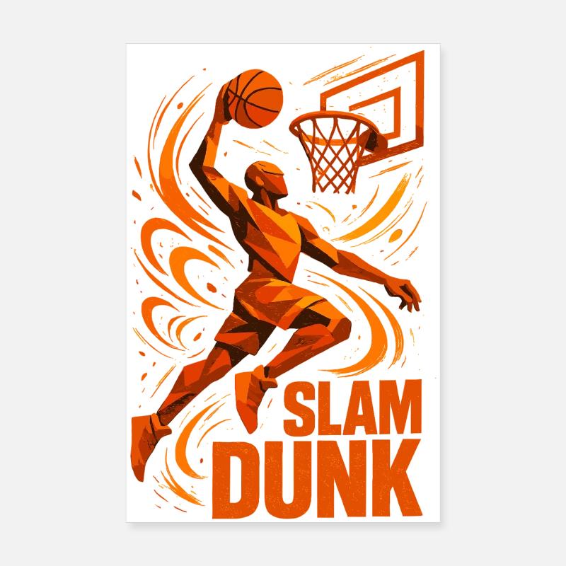 Basketball Slam Dunk Throw Player Dunking Gift Poster 8" x 12" (20x30 cm)