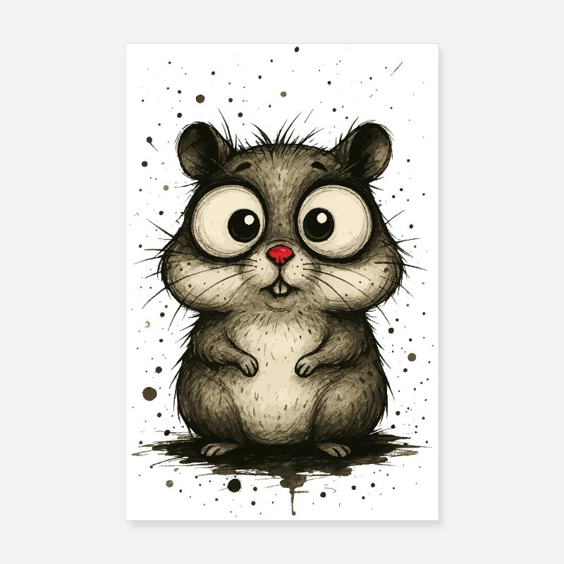 Lustiger Hamster mit großen Augen – Comic Splash Poster 20x30 cm