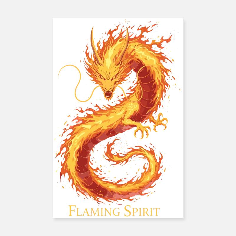 Flammender Geister Drache Poster 20x30 cm