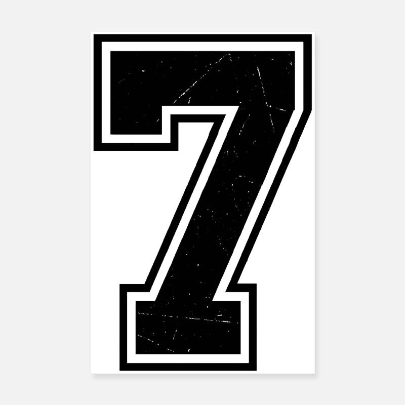 Grunge Seven Number with Scratched Texture Poster 8" x 12" (20x30 cm)