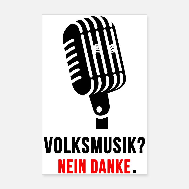 Non merci Musique folk Microphone Déclaration Poster 20 x 30 cm