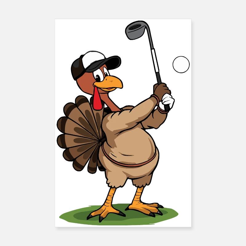 Thanksgiving Humour Turquie Golf Poster 20 x 30 cm