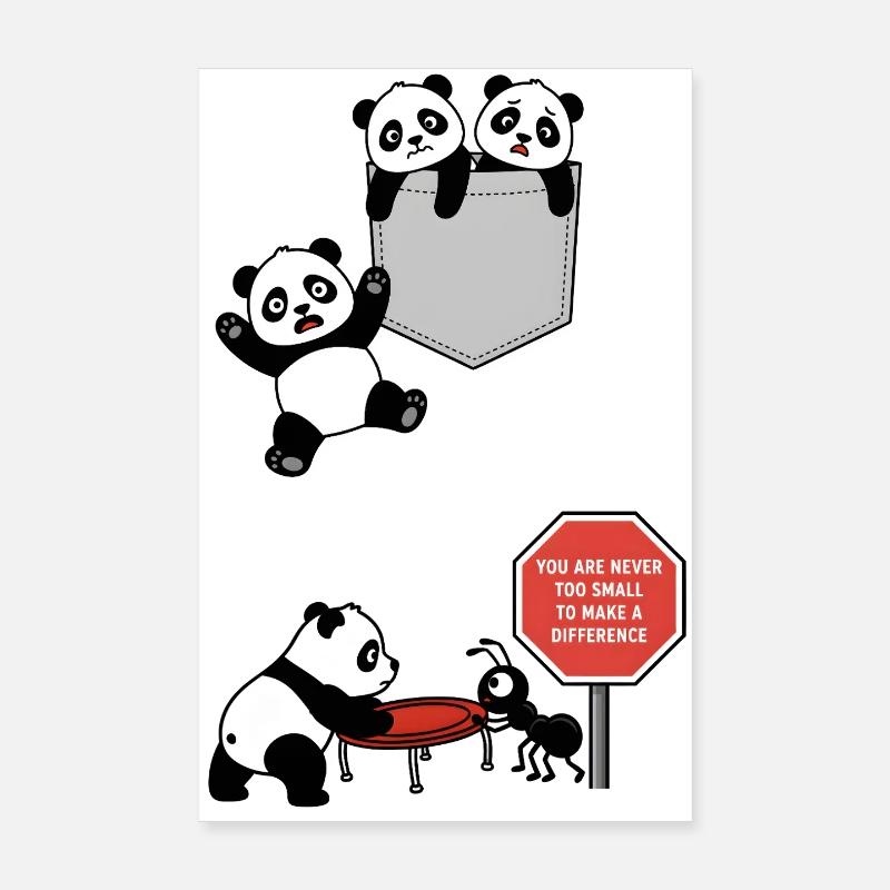 Pandas en Action Fourmi Solidaire Poster 20 x 30 cm