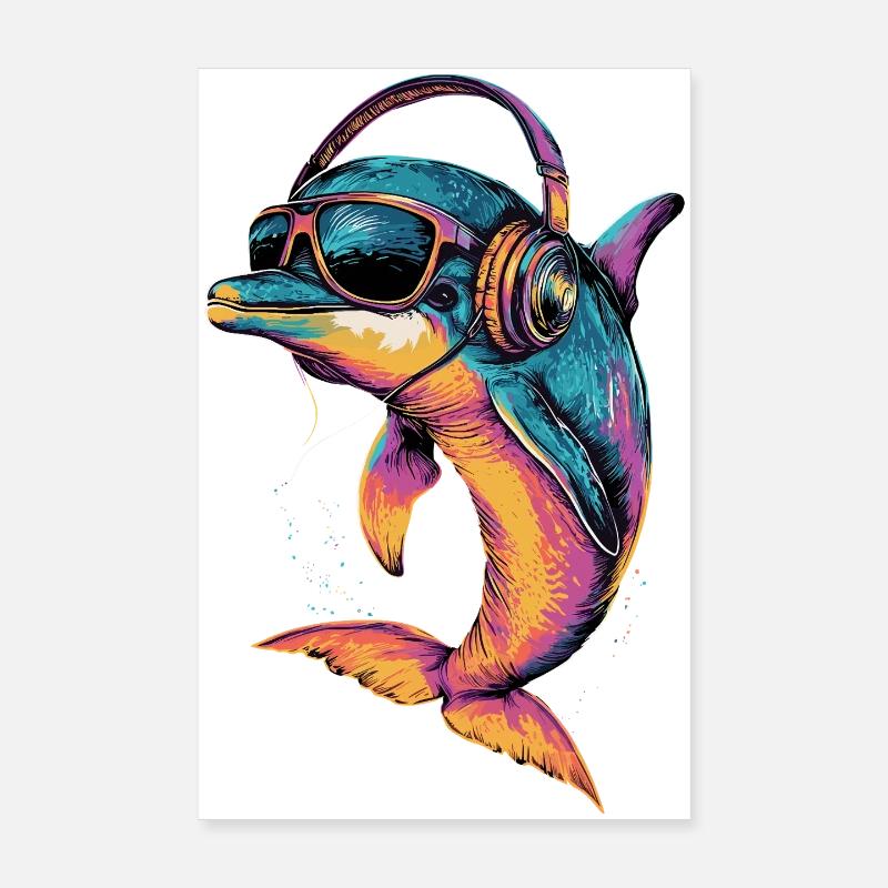 Dauphin Plongeur Dauphins Océan Dauphins mignons Dauphin Poster 20 x 30 cm