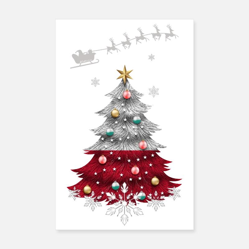 Weihnachtsbaum mit polnischer Flagge Poster 20x30 cm