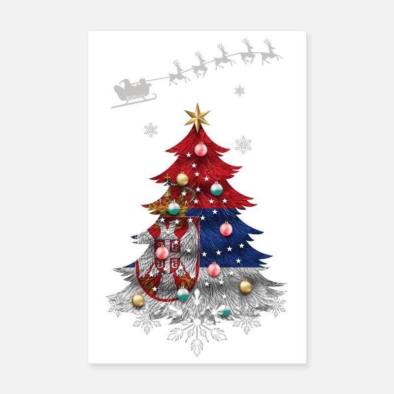 Sapin de Noël avec drapeau serbe Poster 20 x 30 cm