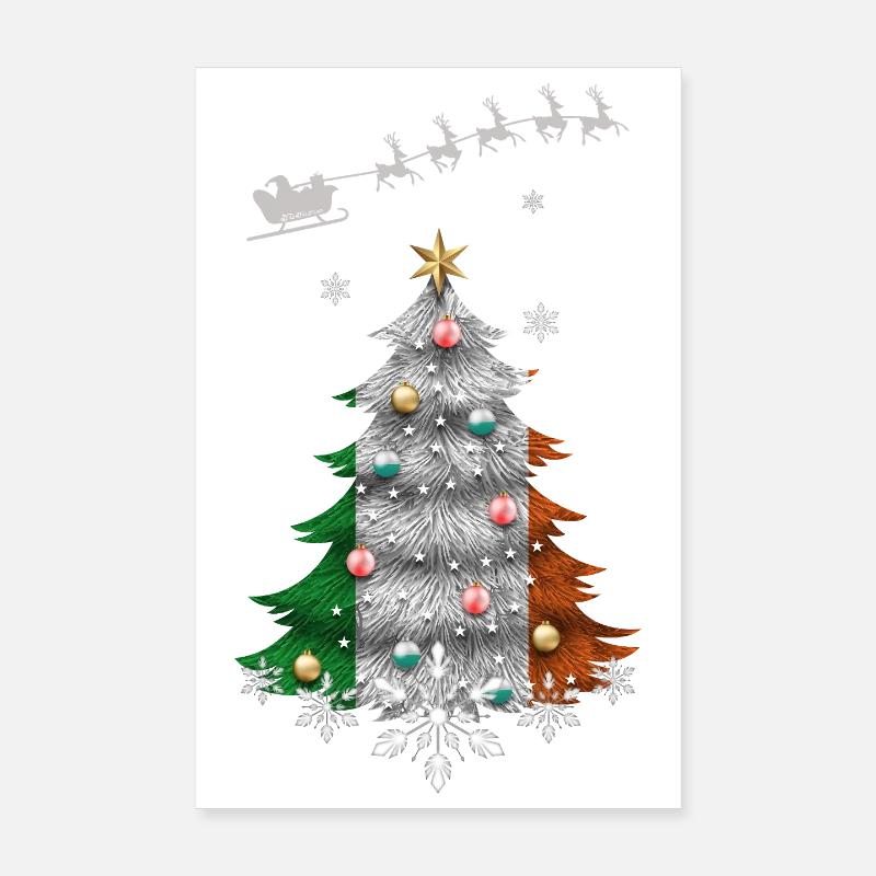 Weihnachtsbaum mit Irland-Flagge Poster 20x30 cm