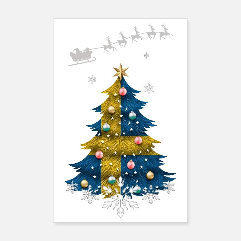 Christmas tree with Sweden flag Poster 8" x 12" (20x30 cm)