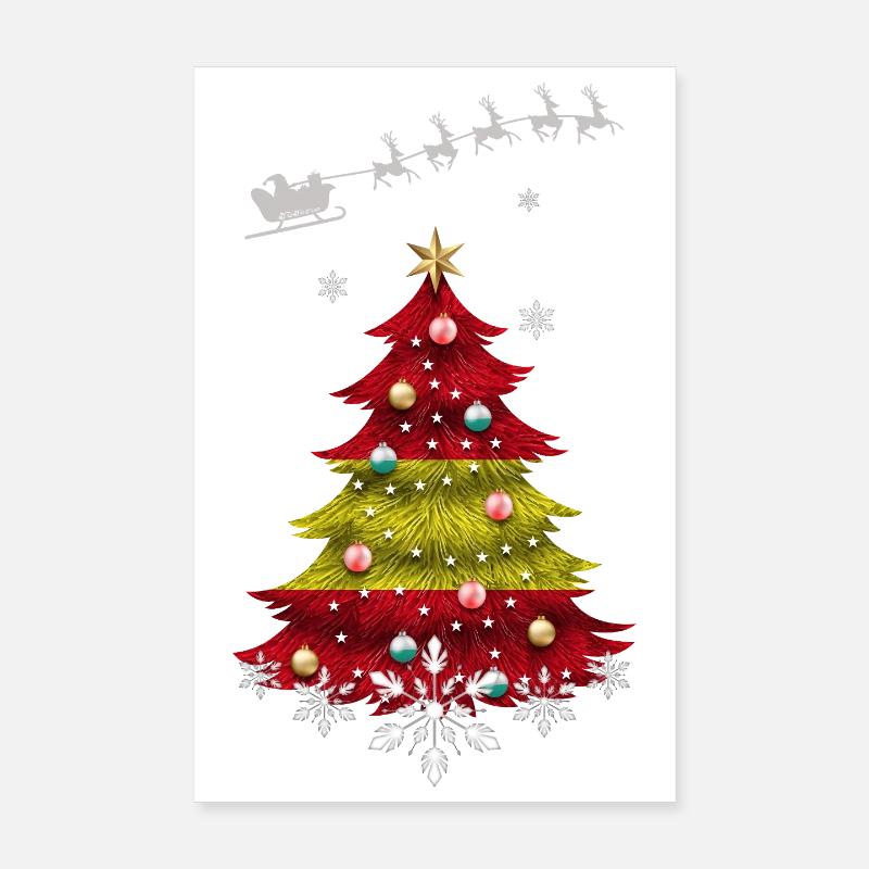 Sapin de Noël avec drapeau espagnol Poster 20 x 30 cm