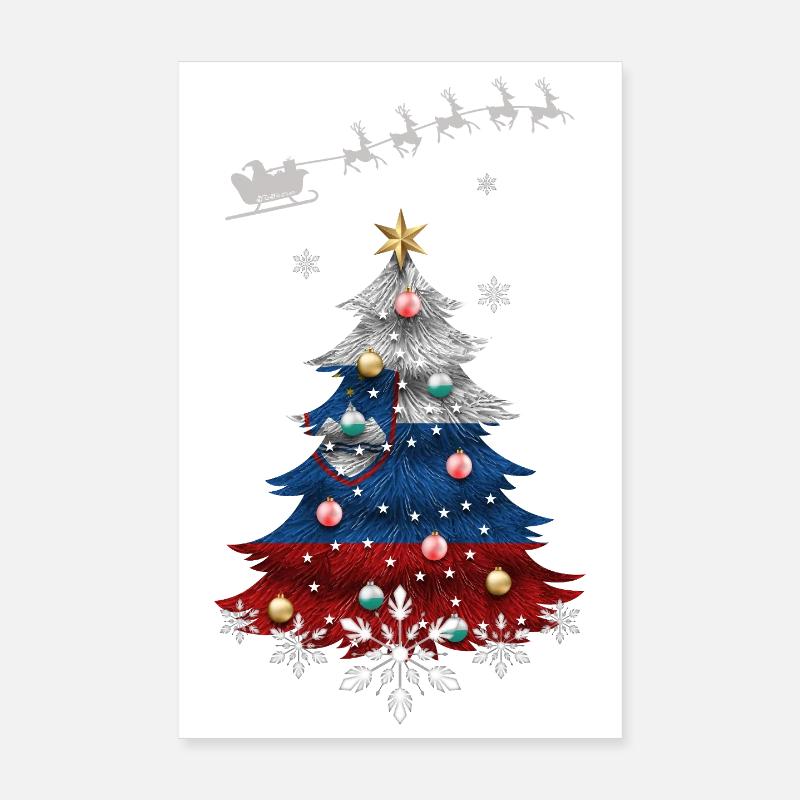 Weihnachtsbaum mit slowenischer Flagge Poster 20x30 cm
