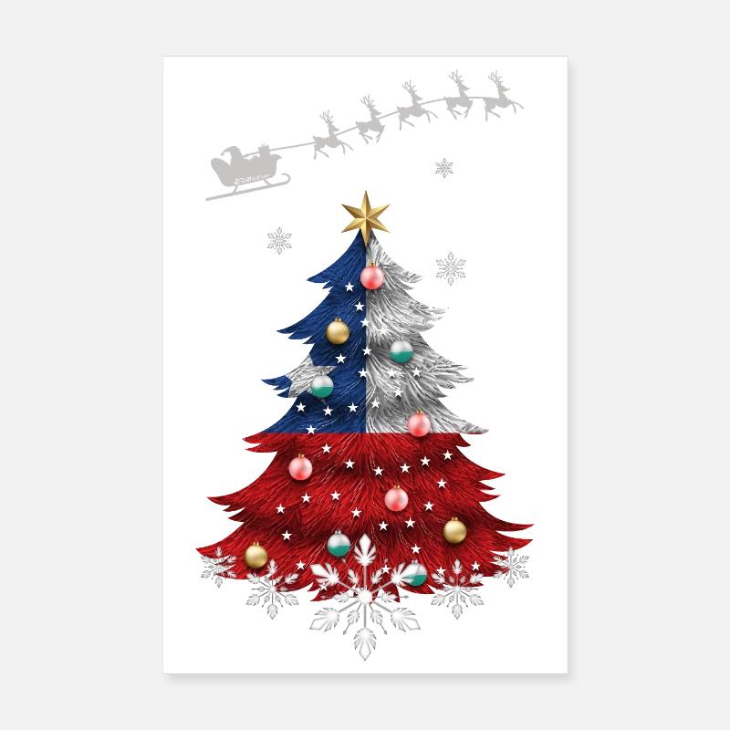 Weihnachtsbaum mit Chile Flagge Poster 20x30 cm