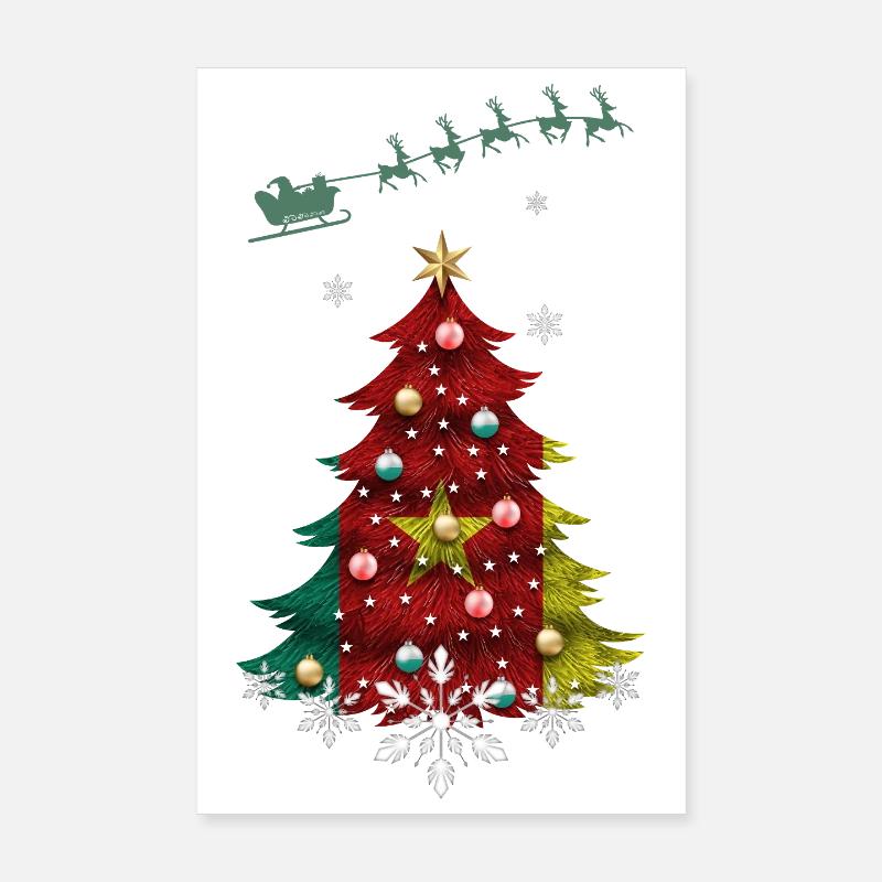 Sapin de Noël avec drapeau du Cameroun Poster 20 x 30 cm