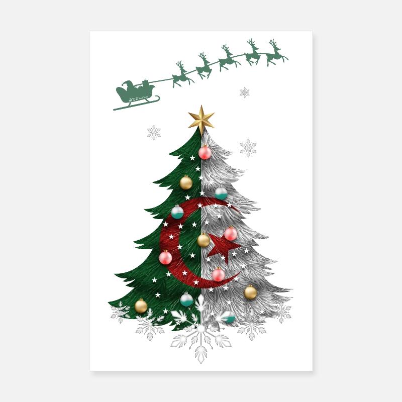Christmas tree with Algeria flag Poster 8" x 12" (20x30 cm)