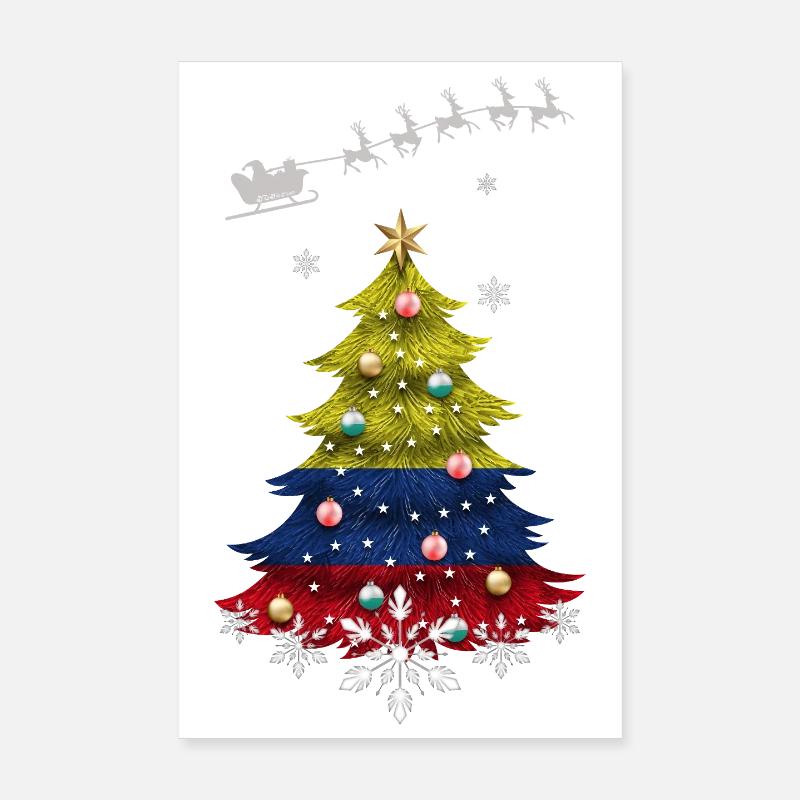 Sapin de Noël avec drapeau de la Colombie Poster 20 x 30 cm