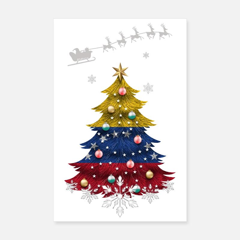Weihnachtsbaum mit Venezuela Flagge Poster 20x30 cm