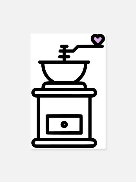 Coffee Love : Moulin à café avec vecteur cœur - Poster 20 x 30 cm - blanc - Devant