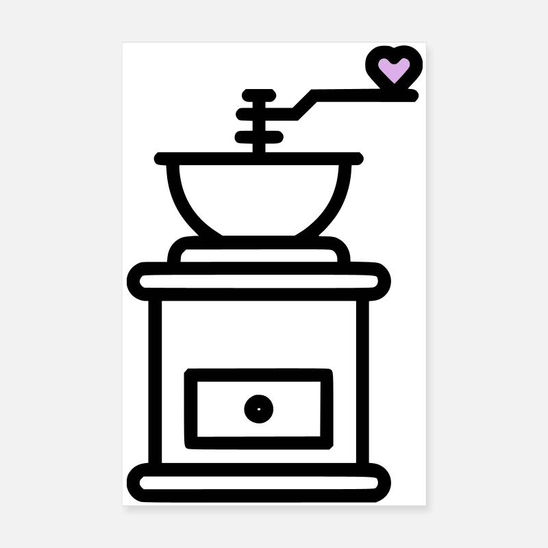 Coffee Love: Coffee Grinder with Heart Vector Poster 8" x 12" (20x30 cm)