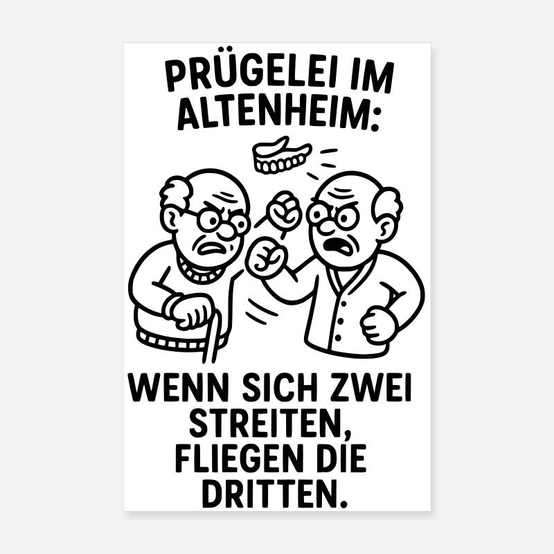 dritten fliegen schlägerei prügelei streit  Poster 20x30 cm