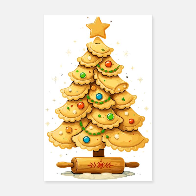 Pierogi Christmas Tree Polish Christmas Poster 8" x 12" (20x30 cm)