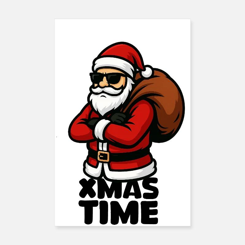 Cooler Santa mit Geschenksack Poster 20x30 cm