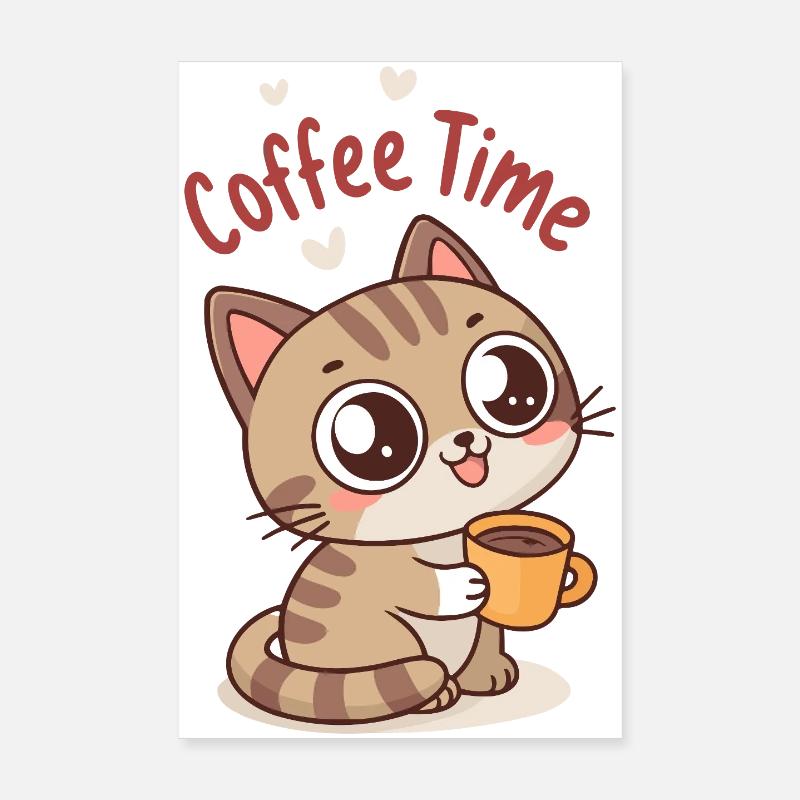 Chaton Café Moment Doux Poster 20 x 30 cm