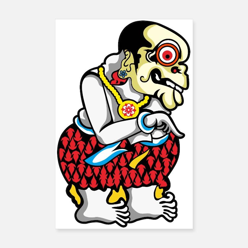 Tiki Skeleton Hula Hawaii Poster 20 x 30 cm