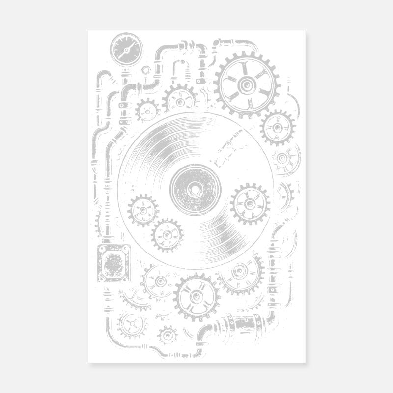 Engrenages en vinyle Steampunk Poster 20 x 30 cm